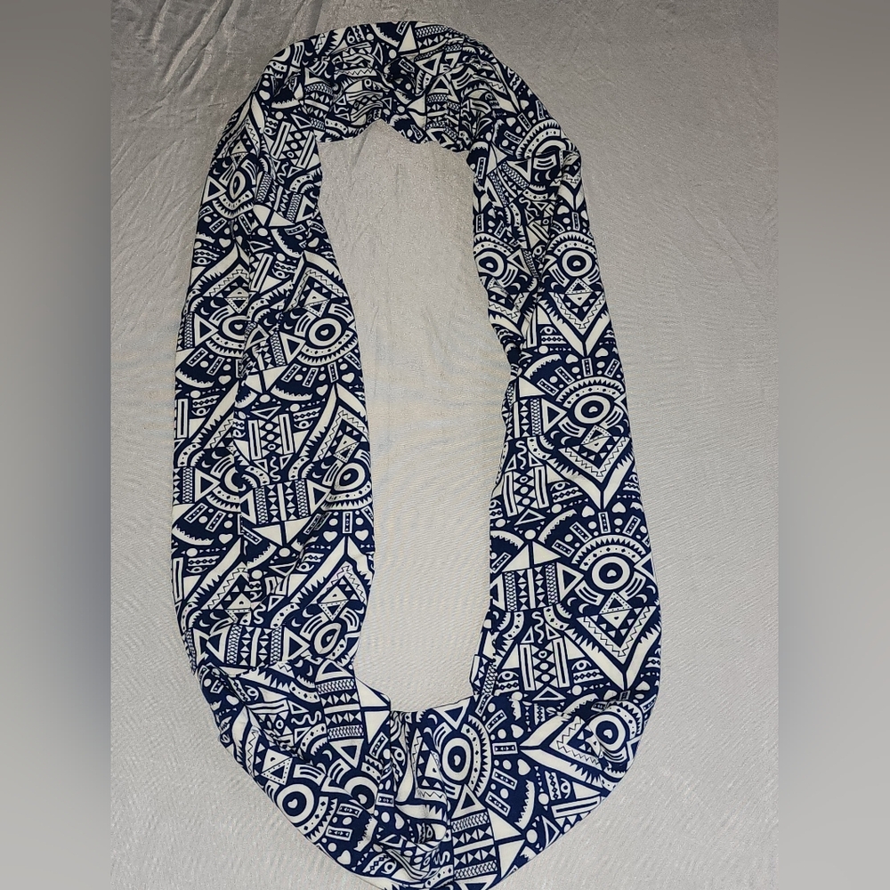 Blue and White Infinity Scarf